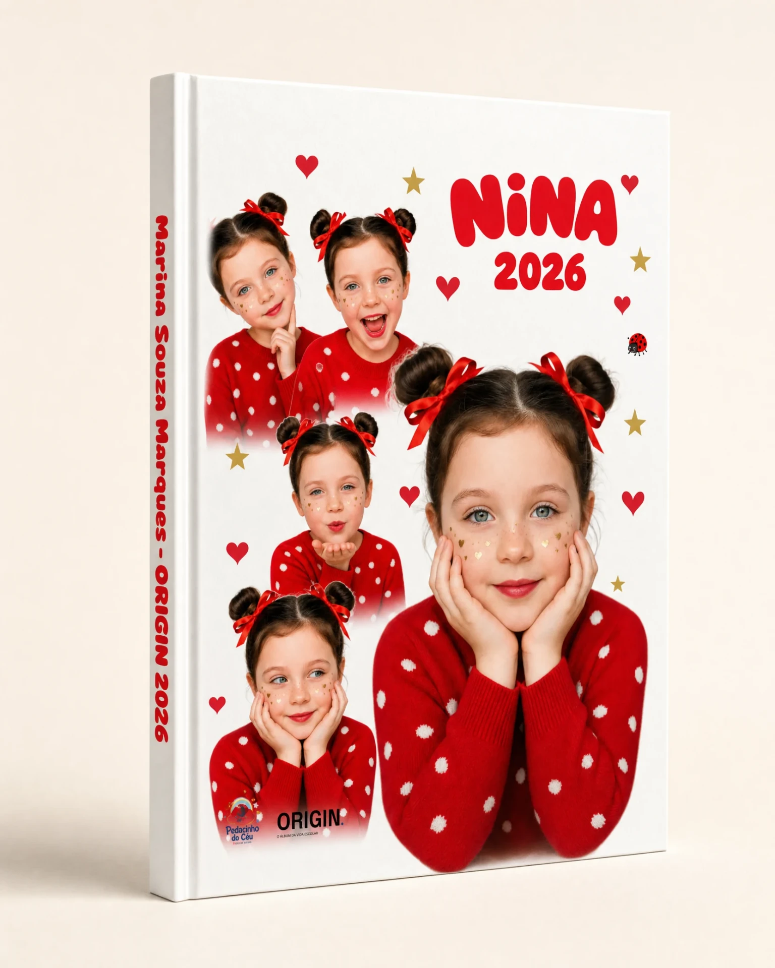 Mockup do anuário ORIGIN. 2026 - capa personalizada Nina